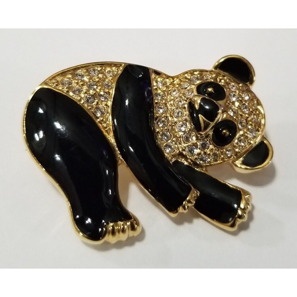 Panda pin goldtone and black one and a half inches - Picture 7 of 10